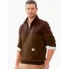 imageJMIERR Mens Quarter Zip Pullover Quilted Sweatshirt Pullover Long Sleeve Stand Collar Sweater Color Block SweatshirtCoffee