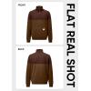 imageJMIERR Mens Quarter Zip Pullover Quilted Sweatshirt Pullover Long Sleeve Stand Collar Sweater Color Block SweatshirtCoffee