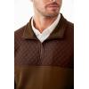imageJMIERR Mens Quarter Zip Pullover Quilted Sweatshirt Pullover Long Sleeve Stand Collar Sweater Color Block SweatshirtCoffee