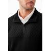 imageJMIERR Mens Quarter Zip Pullover Quilted Sweatshirt Pullover Long Sleeve Stand Collar Sweater Color Block SweatshirtColor Black