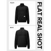 imageJMIERR Mens Quarter Zip Pullover Quilted Sweatshirt Pullover Long Sleeve Stand Collar Sweater Color Block SweatshirtColor Black