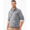 imageJMIERR Mens Quarter Zip Pullover Quilted Sweatshirt Pullover Long Sleeve Stand Collar Sweater Color Block SweatshirtGrey