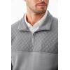 imageJMIERR Mens Quarter Zip Pullover Quilted Sweatshirt Pullover Long Sleeve Stand Collar Sweater Color Block SweatshirtGrey