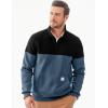 imageJMIERR Mens Quarter Zip Pullover Quilted Sweatshirt Pullover Long Sleeve Stand Collar Sweater Color Block SweatshirtLight Gray Blue