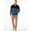 imageJMIERR Mens Quarter Zip Pullover Quilted Sweatshirt Pullover Long Sleeve Stand Collar Sweater Color Block SweatshirtLight Gray Blue