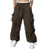 imageJMIERR Mens Baggy Cargo Pants Trendy Casual Parachute Pant Loose Fit Harem Joggers with Pockets for StreetwearA6 Desert Palm