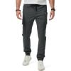 imageJMIERR Mens Cargo Pants Drawstring Stretch Waist Waist Twill Joggers Trousers with Zipper PocketsDark Grey