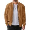 imageJMIERR Mens Casual Jacquard Bomber Jackets ColorBlock Lightweight Varsity Jacket Fashion Zipper Coat with PocketsCamel