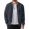 imageJMIERR Mens Casual Jacquard Bomber Jackets ColorBlock Lightweight Varsity Jacket Fashion Zipper Coat with PocketsDark Grey