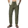 imageJMIERR Mens Cotton Pants Casual Elastic Waist Drawstring Lightweight Summer Beach Trousers with PocketsMoss Green