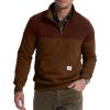 imageJMIERR Mens Quarter Zip Pullover Quilted Sweatshirt Pullover Long Sleeve Stand Collar Sweater Color Block SweatshirtCoffee