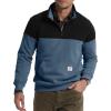 imageJMIERR Mens Quarter Zip Pullover Quilted Sweatshirt Pullover Long Sleeve Stand Collar Sweater Color Block SweatshirtLight Gray Blue