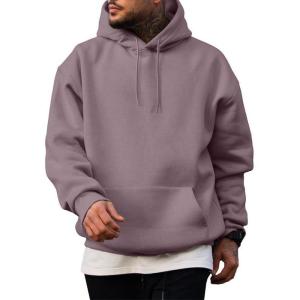 imageJMIERR Mens 2024 Casual Cotton Hooded Collar Drawstring Hoodies Pullover Sweatshirts Casual Long Sleeve ShirtsPurple