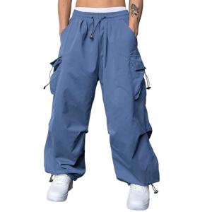 imageJMIERR Mens Baggy Cargo Pants Trendy Casual Parachute Pant Loose Fit Harem Joggers with Pockets for StreetwearA6 Ashleigh Blue