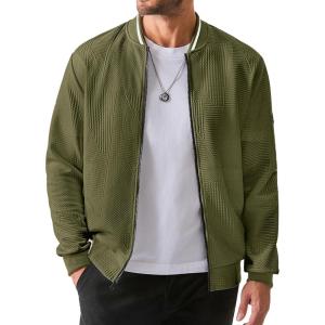 imageJMIERR Mens Casual Jacquard Bomber Jackets ColorBlock Lightweight Varsity Jacket Fashion Zipper Coat with PocketsGuacamole Green