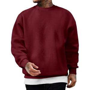 imageJMIERR Mens Casual Long Sleeves Crewneck Sweatshirts Cotton Pullover Sweatshirt for MenBurgundy