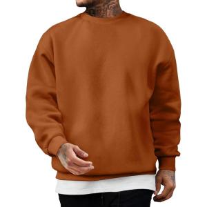 imageJMIERR Mens Casual Long Sleeves Crewneck Sweatshirts Cotton Pullover Sweatshirt for MenChestnut