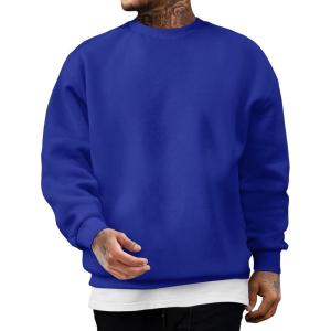 imageJMIERR Mens Casual Long Sleeves Crewneck Sweatshirts Cotton Pullover Sweatshirt for MenDark Blue