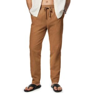 imageJMIERR Mens Cotton Pants Casual Elastic Waist Drawstring Lightweight Summer Beach Trousers with PocketsCamel