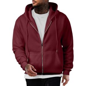 imageJMIERR Mens Full Zip Casual Cotton Hooded Fleece Drawstring Hoodies Pullover Sweatshirts Casual Long Sleeve ShirtsBurgundy