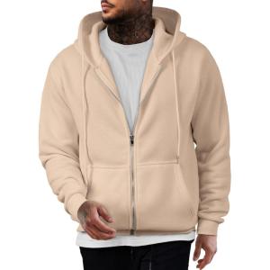 imageJMIERR Mens Full Zip Casual Cotton Hooded Fleece Drawstring Hoodies Pullover Sweatshirts Casual Long Sleeve ShirtsOatmeal
