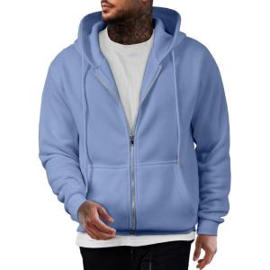 imageJMIERR Mens Full Zip Casual Cotton Hooded Fleece Drawstring Hoodies Pullover Sweatshirts Casual Long Sleeve ShirtsSky Blue