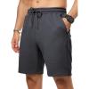 imageJMIERR Mens Casual 7quot Shorts Summer Drawstring Elastic Waist Beach Sweat Shorts Texture with PocketsDark Grey