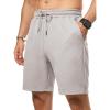 imageJMIERR Mens Casual 7quot Shorts Summer Drawstring Elastic Waist Beach Sweat Shorts Texture with PocketsLight Grey