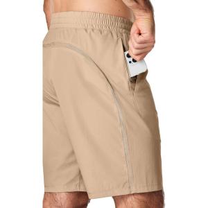 imageJMIERR Mens Athletic Running Shorts Lightweight Quick Dry Workout Basketball Gym 7quot Sports Shorts with Zipper Pockets7 Khaki