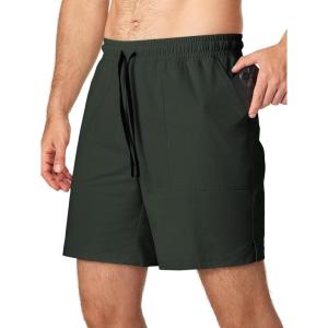 imageJMIERR Mens Shorts Running Athletic Shorts Waterproof Quick Dry 7quot Gym Workout Breathable ShortsB Green