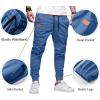 imageJMIERR Mens Casual Joggers Pants  Cotton Drawstring Chino Cargo Pants Hiking Outdoor Twill Track Jogging Sweatpants PantsDeep Sky Blue
