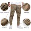 imageJMIERR Mens Casual Joggers Pants  Cotton Drawstring Chino Cargo Pants Hiking Outdoor Twill Track Jogging Sweatpants PantsLight French Beige