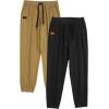 imageJMIERR Mens Casual Joggers Pants  Cotton Drawstring Chino Cargo Pants Hiking Outdoor Twill Track Jogging Sweatpants PantsZ  2 Pack  Black  Dark Khaki