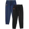imageJMIERR Mens Casual Joggers Pants  Cotton Drawstring Chino Cargo Pants Hiking Outdoor Twill Track Jogging Sweatpants PantsZ  2 Pack  Black  Navy Blue