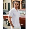 imageJMIERR Mens Casual Polo Shirt Summer Short Sleeve Vacation Button Beach Knit Stretchy Golf ShirtsA White