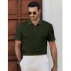 imageJMIERR Mens Casual Polo Shirt Summer Short Sleeve Vacation Button Beach Knit Stretchy Golf ShirtsD Dark Green