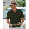 imageJMIERR Mens Casual Polo Shirt Summer Short Sleeve Vacation Button Beach Knit Stretchy Golf ShirtsD Dark Green