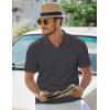 imageJMIERR Mens Casual Polo Shirt Summer Short Sleeve Vacation Button Beach Knit Stretchy Golf ShirtsD Grey