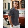 imageJMIERR Mens Casual Polo Shirt Summer Short Sleeve Vacation Button Beach Knit Stretchy Golf ShirtsD Grey