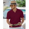 imageJMIERR Mens Casual Polo Shirt Summer Short Sleeve Vacation Button Beach Knit Stretchy Golf ShirtsD Red