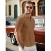imageJMIERR Mens Casual Polo Shirt Summer Short Sleeve Vacation Button Beach Knit Stretchy Golf ShirtsE Brown
