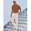 imageJMIERR Mens Casual Polo Shirt Summer Short Sleeve Vacation Button Beach Knit Stretchy Golf ShirtsE Brown