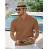 imageJMIERR Mens Casual Polo Shirt Summer Short Sleeve Vacation Button Beach Knit Stretchy Golf ShirtsE Brown