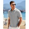 imageJMIERR Mens Casual Polo Shirt Summer Short Sleeve Vacation Button Beach Knit Stretchy Golf ShirtsE Grey 1