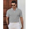 imageJMIERR Mens Casual Polo Shirt Summer Short Sleeve Vacation Button Beach Knit Stretchy Golf ShirtsE Grey 1