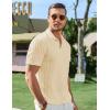 imageJMIERR Mens Casual Polo Shirt Summer Short Sleeve Vacation Button Beach Knit Stretchy Golf ShirtsE Yellow