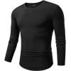 imageJMIERR Mens Long Sleeve Muscle T Shirts Casual Crewneck Longline Ribbed Tee Shirts for Gym Workout0 Black