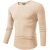 imageJMIERR Mens Long Sleeve Muscle T Shirts Casual Crewneck Longline Ribbed Tee Shirts for Gym WorkoutBeige