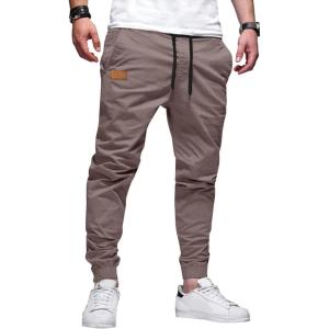 imageJMIERR Mens Casual Joggers Pants  Cotton Drawstring Chino Cargo Pants Hiking Outdoor Twill Track Jogging Sweatpants PantsChestnut