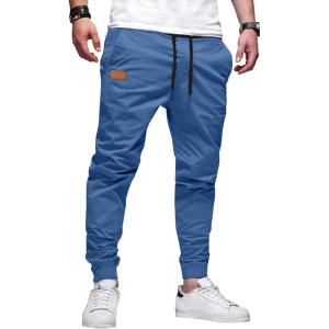 imageJMIERR Mens Casual Joggers Pants  Cotton Drawstring Chino Cargo Pants Hiking Outdoor Twill Track Jogging Sweatpants PantsDeep Sky Blue